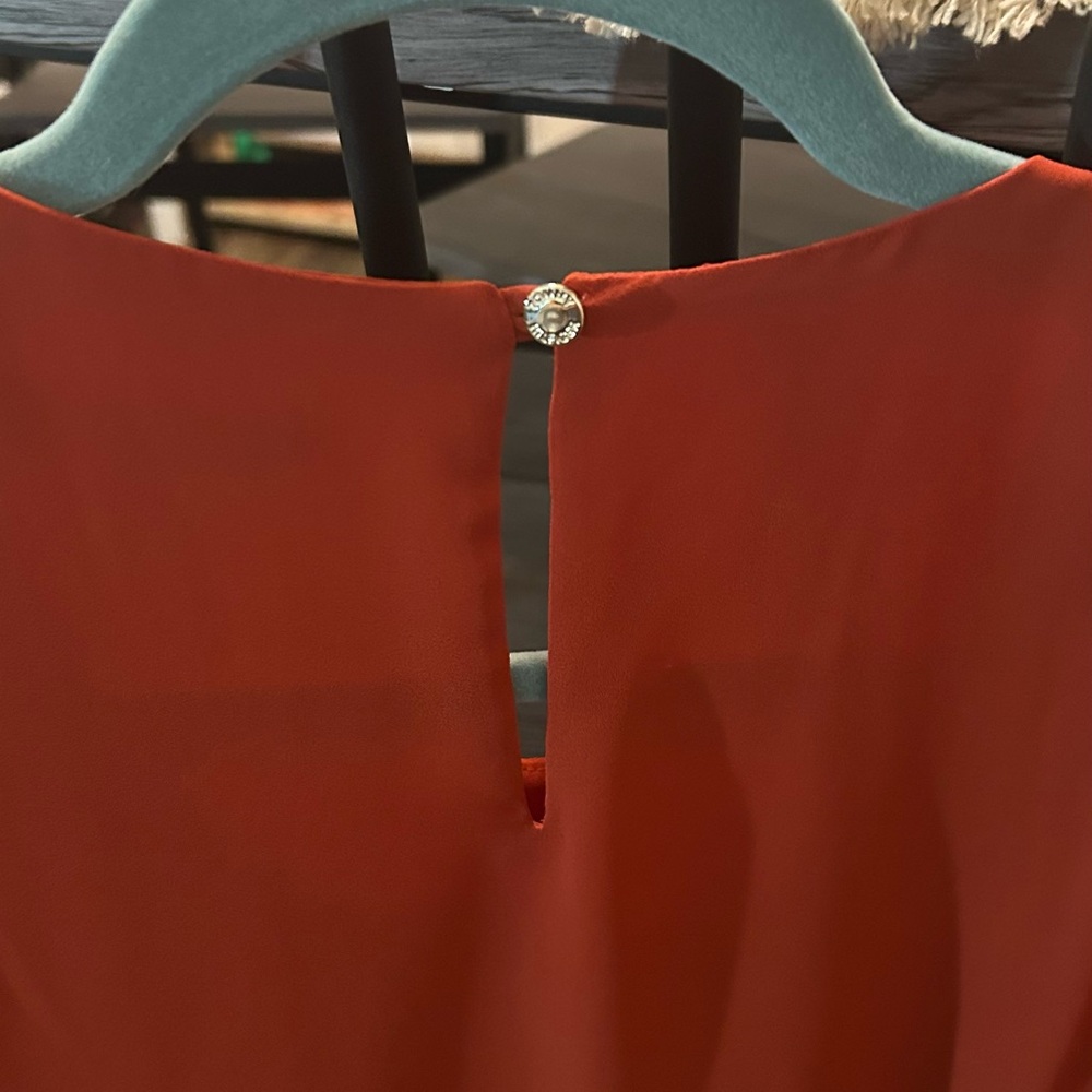 Tommy Hilfiger Red Blouse with Metallic Button